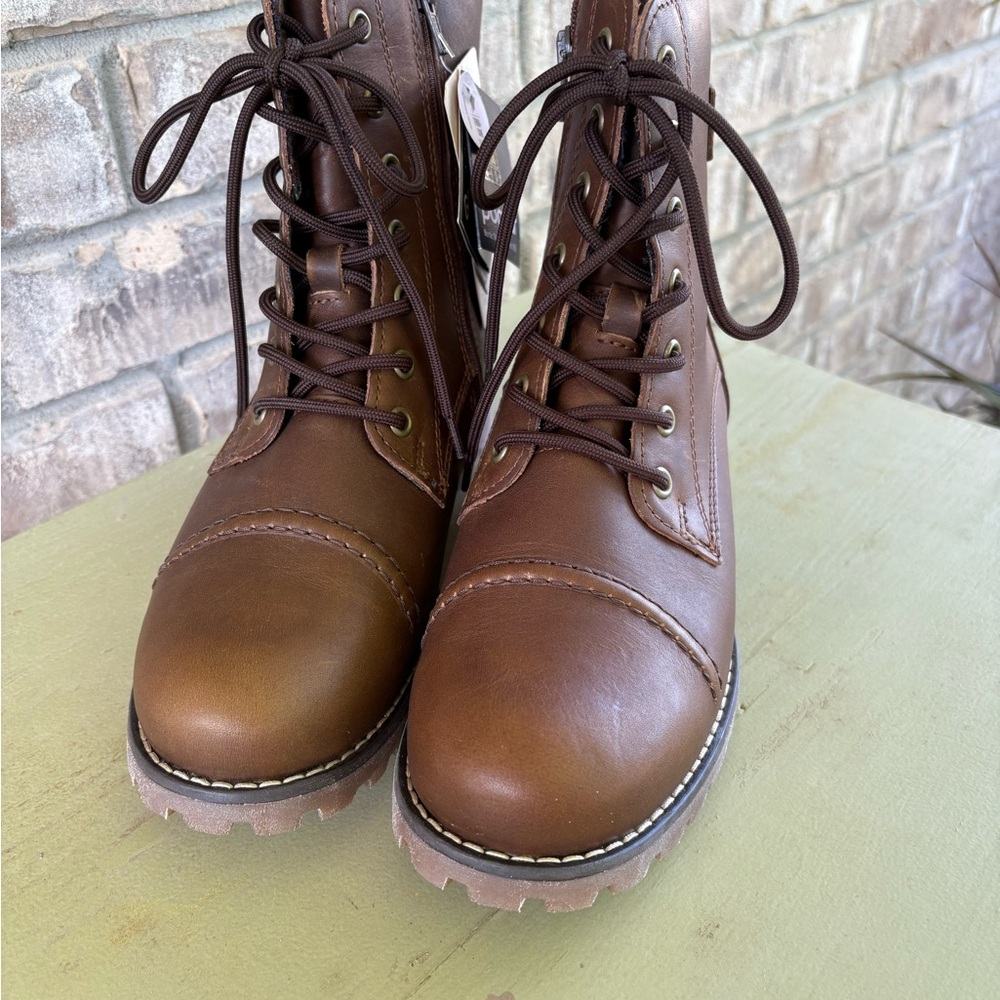 NWT-Nordic Pomar Eco-Fdly Terra Leather Gortex Lace/Zip Ankle Lug Combat 9 EU 39 - Picture 11 of 15